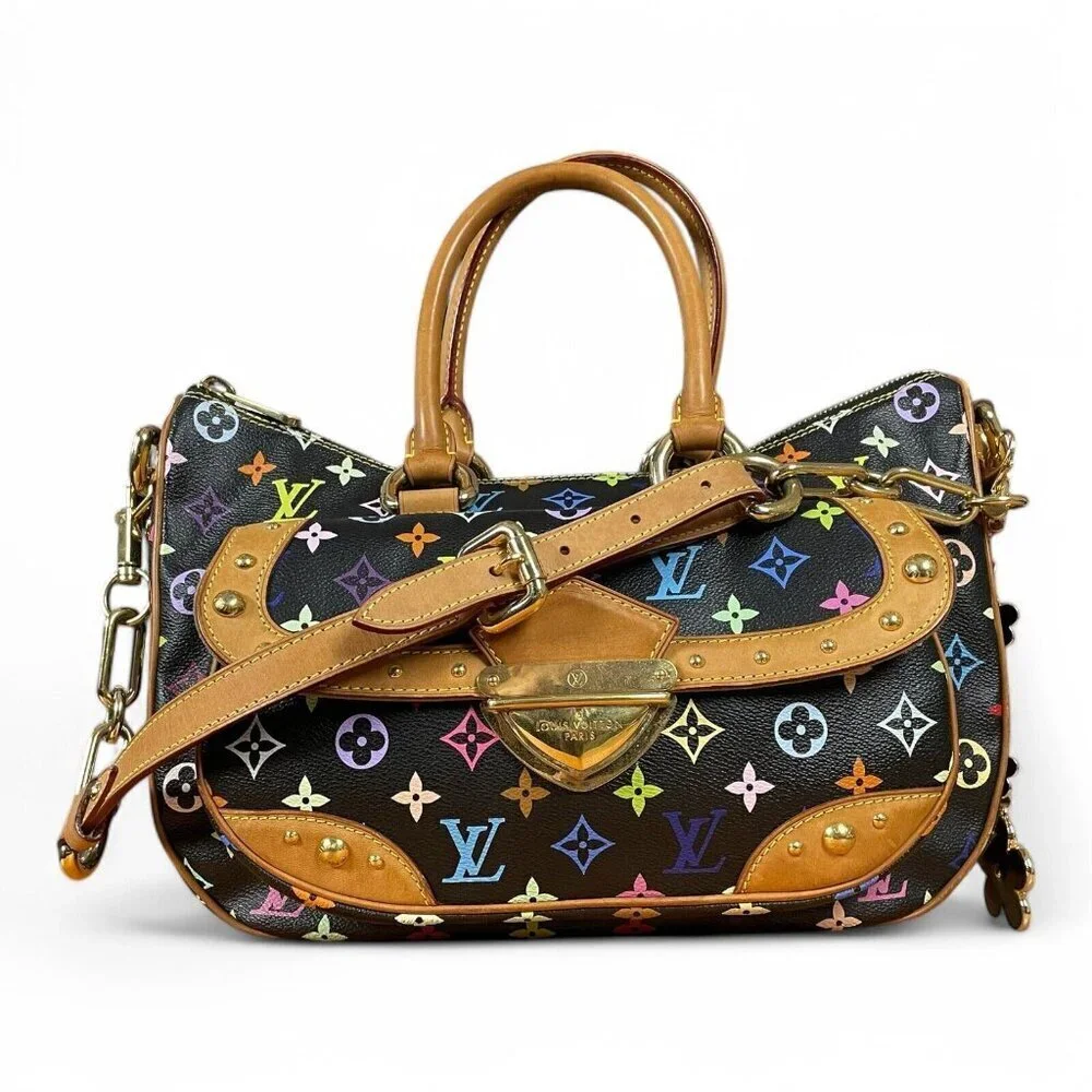LOUIS VUITTON Multicolor Rita Black LV x TM Murakami Chain Shoulder Strap Bag
